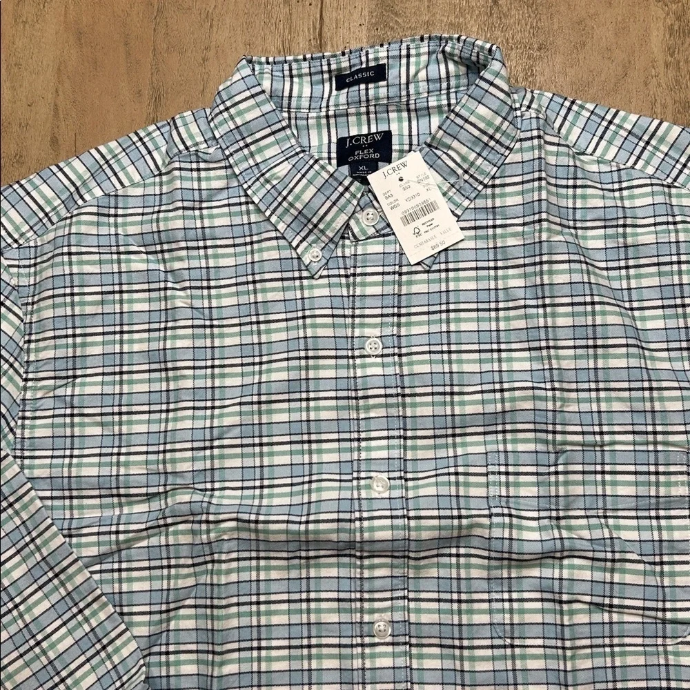 Men's J Crew Blue Plaid Oxford shirt, XL